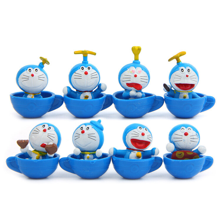 8 pçs/lote Azul Doraemon Gato Gordo Micro Do Jardim Da Paisagem Decoração Adereços Retrato Da Família Doraemon Ação PVC Figuras Presentes Miúdo Brinquedo