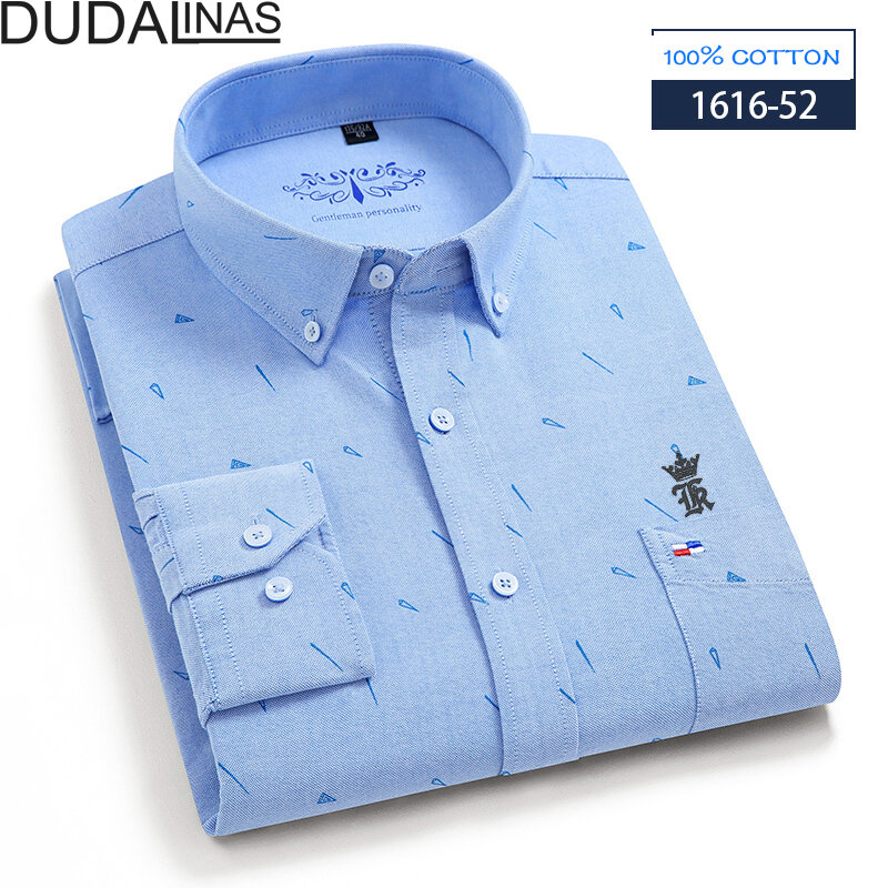 Dudalinas 100% cotton Sergio k brand clothing men’s shirt long-sleeved solid color shirt slim-fit cotton casual social shirt
