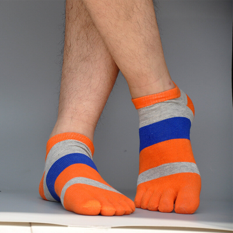 Baumwolle Socken Mit Zehen Mans Junge Gestreiften Sommer Atmungs Fünf Finger Socken Fashions Ankle Kühlen Socken Männer Casual