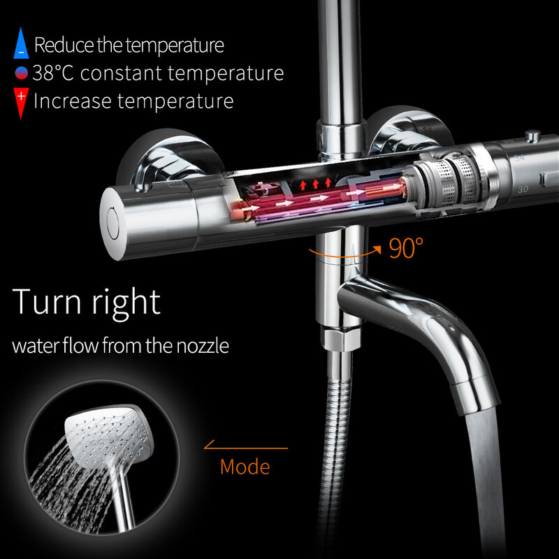Bathroom Shower Mixer Brass Thermostatic Shower Faucet Bath&Shower Suite Accessories Water Mixer