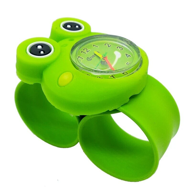 Reloj de pulsera de cuarzo con diseño de rana para niños y niñas, pulsera de silicona con diseño de dibujos animados, Color caramelo, novedad