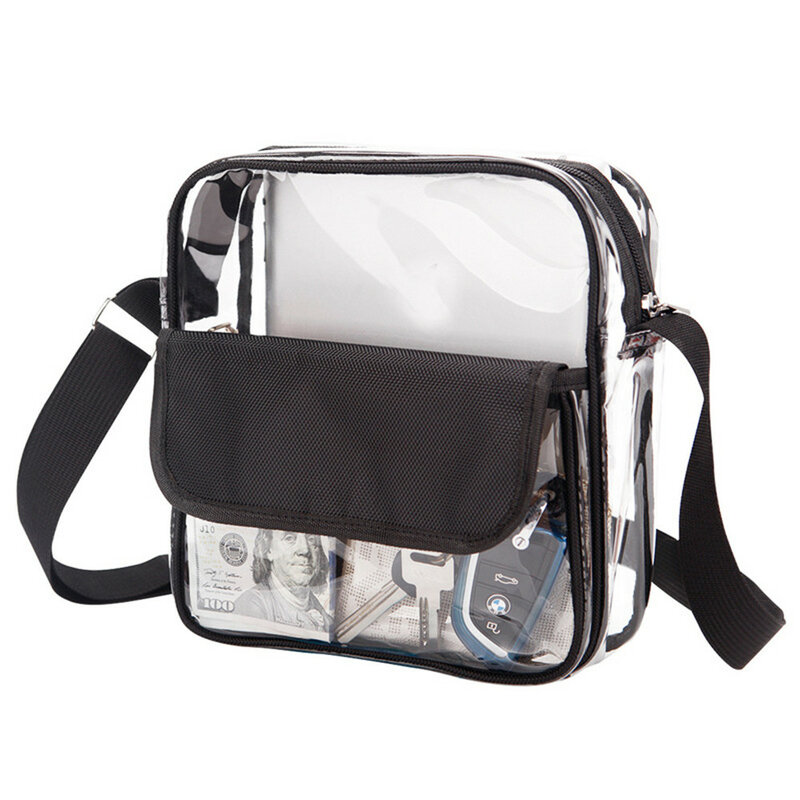 Bolso de mano de plástico transparente para mujer y niña, bolsa cruzada impermeable de PVC transparente, bolso de hombro, con cremallera, bolsa de viaje, 1 ud.