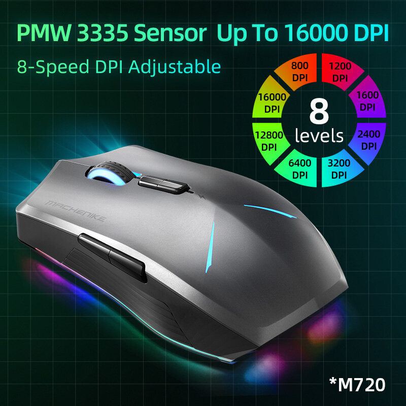 Machenike M7 bezprzewodowa mysz dla graczy Gamer 16000 DPI RGB programowalny akumulator PMW3212 PMW3335 mysz komputerowa