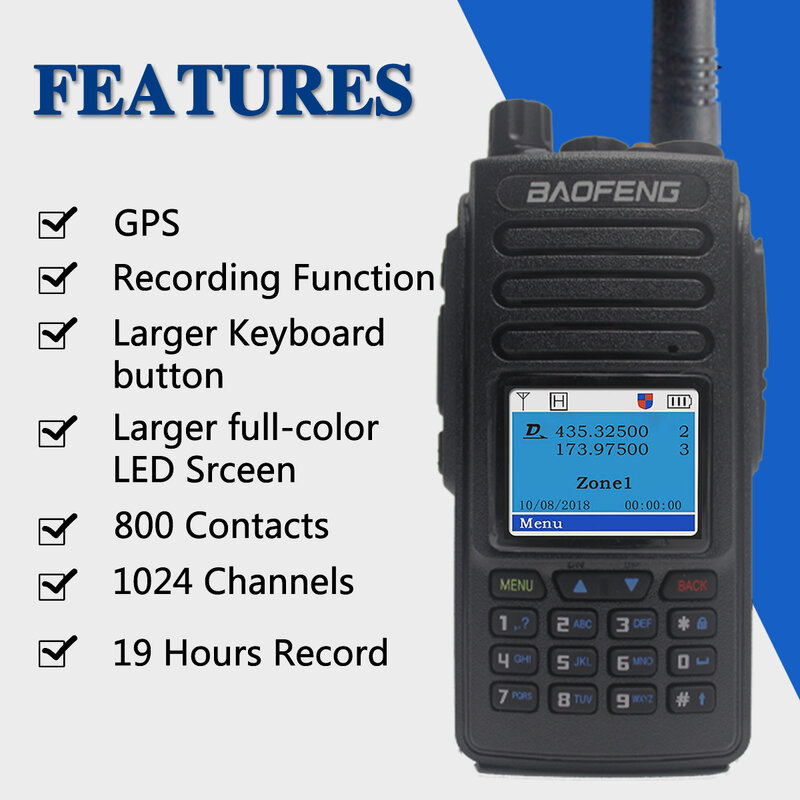 2021 Baofeng DM1701//DM-1702 GPS Talkie-walkie Double Créneau Horaire Numérique DMR/Analogique DMR Répéteur de DM-1801 DM-1701 Radio