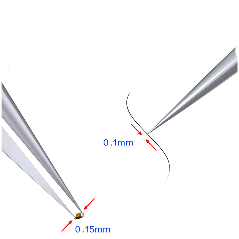 Pinzas de punta de aguja antiestáticas de acero de aleación 304 hechas a mano, reparación de teléfonos móviles, línea de vuelo de resistencia de Chip electrónico de precisión
