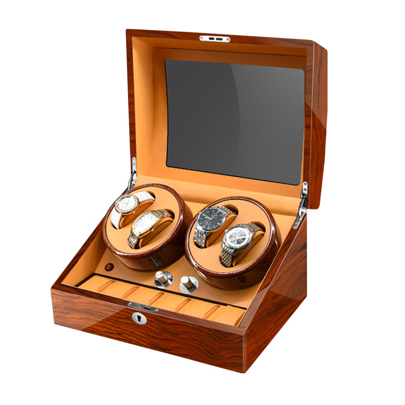 Bobinador de reloj automático, accesorio de madera para relojes, caja de almacenamiento de relojes, nueva versión 4 + 6