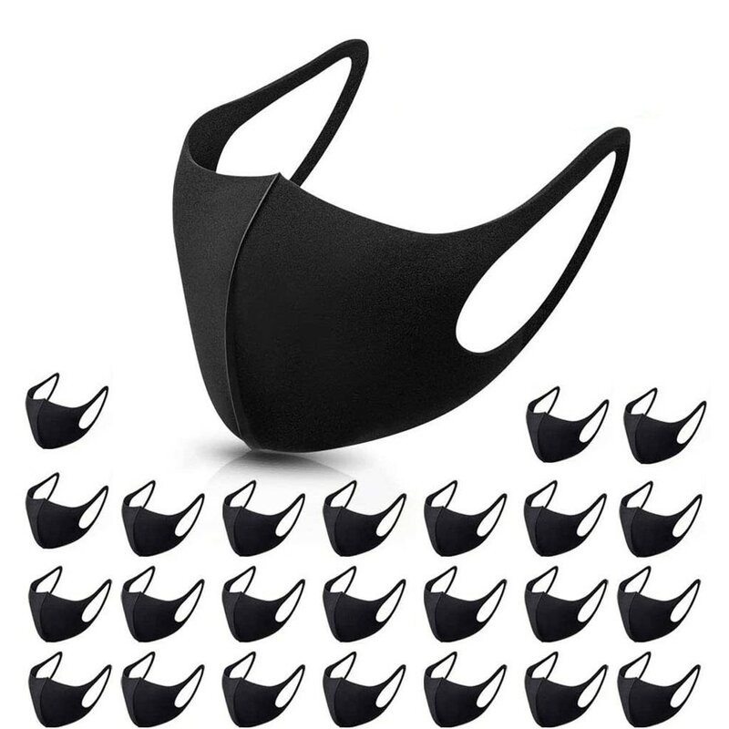 25 Pcs Baumwolle Schwarz Fasemask Reusable Fashion Waschbar Ski Fase Maksk Für Keim Schutz Für Erwachsene Atmungs Bandana