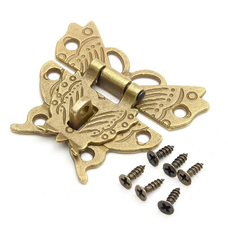 Retro Vintage Alloy Butterfly Latch Catch Wooden Jewelry Box Case Hasp Lock