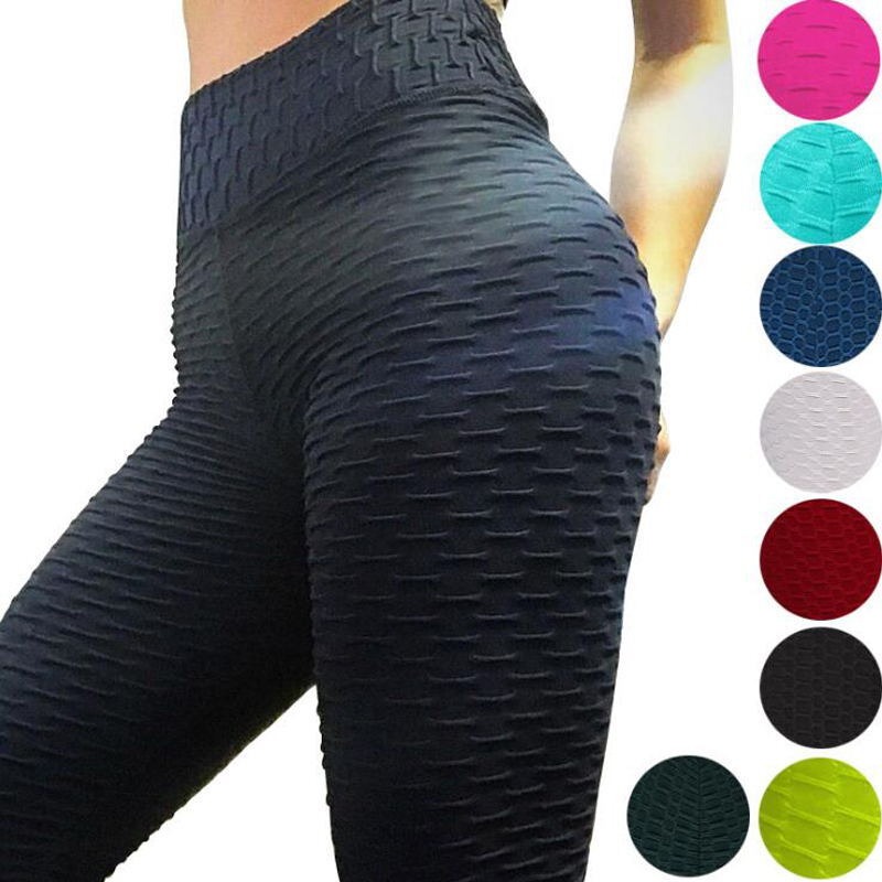 Leggings da Yoga per donna pantaloni sportivi da Fitness Leggings Push-Up Jacquard pantaloni da corsa Leggins anticellulite a vita alta pantaloni da palestra