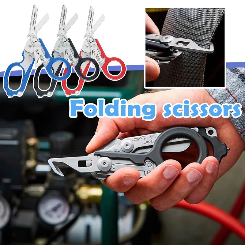 Multifunction Combination Scissors Tactical Folding Scissors Belt Cutter Scissors Raptors First Aid Expert Outdoor Survival Tool