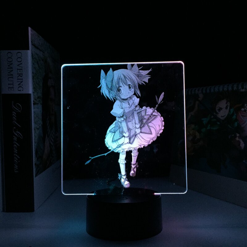 Two Tone Colorful LED Lamp Anime Puella Magi Madoka Magica LED Night Light Kaname Madoka for Birthday Gift Bedroom Decor Light