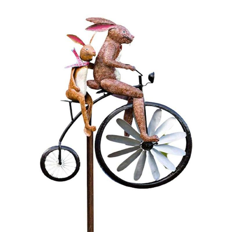 Windmill สัตว์ขี่จักรยานและรถจักรยานยนต์สวน Pile Wrought Courtyard โลหะ Windmill Cross-Border Garden ตกแต่งเหล็ก X5C7