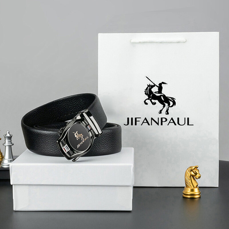 JIFANPAUL-Cinto de couro genuíno masculino com fivela automática, marca de luxo, moda empresarial, alta qualidade, novo