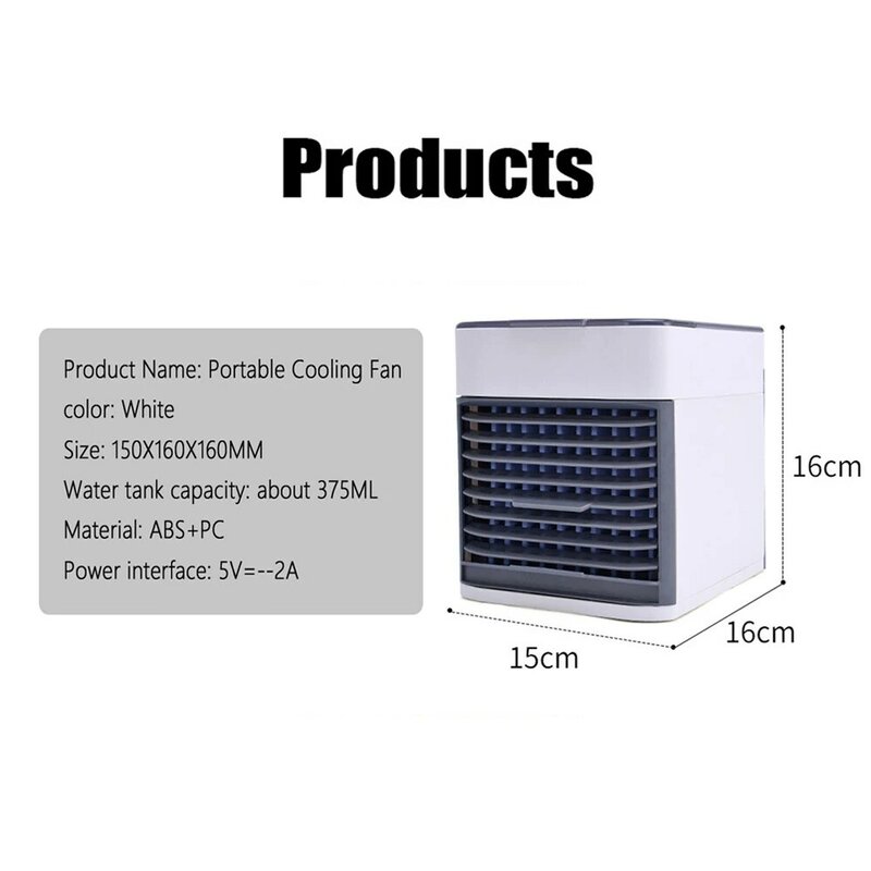 Mini Condicionador De Ar Portátil Para Casa, Ventilador De LED, Espaço Pessoal, Escritório, Arrefecimento, 7 Cores, Novo, 2021