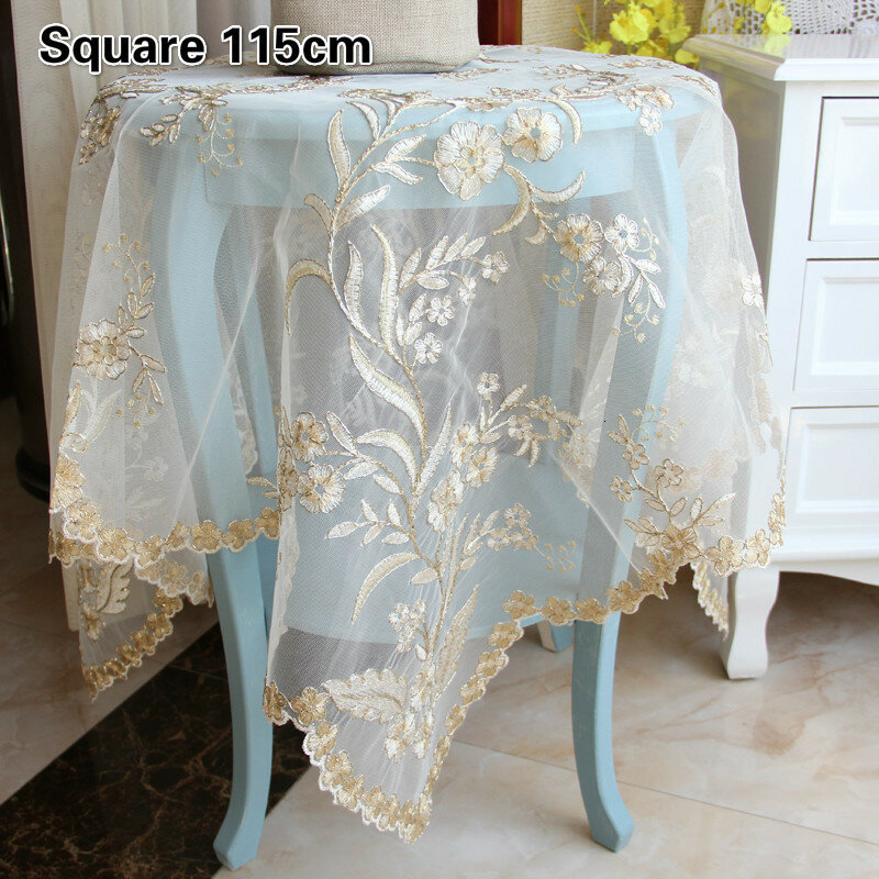 Europeu pastoral bege laço bordado toalha de mesa mobiliário aparelho elétrico poeira coberto varanda pequena mesa redonda