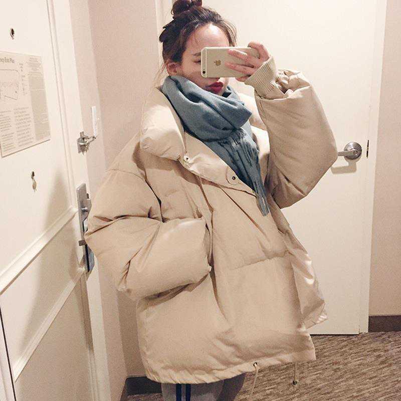 Jaqueta feminina inverno coreano estudante curto casaco quente solto grosso plus size