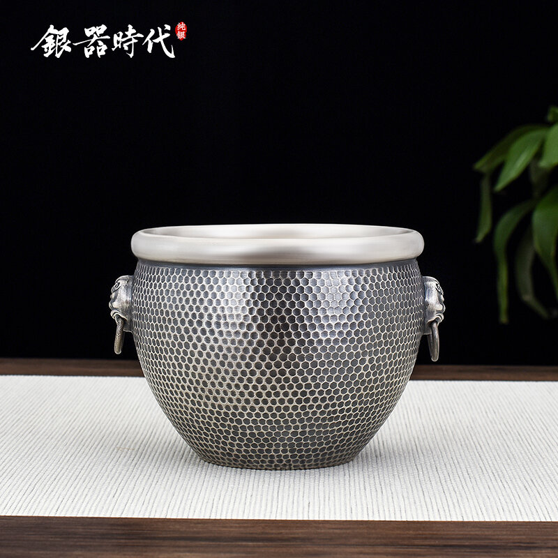 Juego de té de plata esterlina Ag999, cuenco de lavado de té tallado a mano, Kongfu