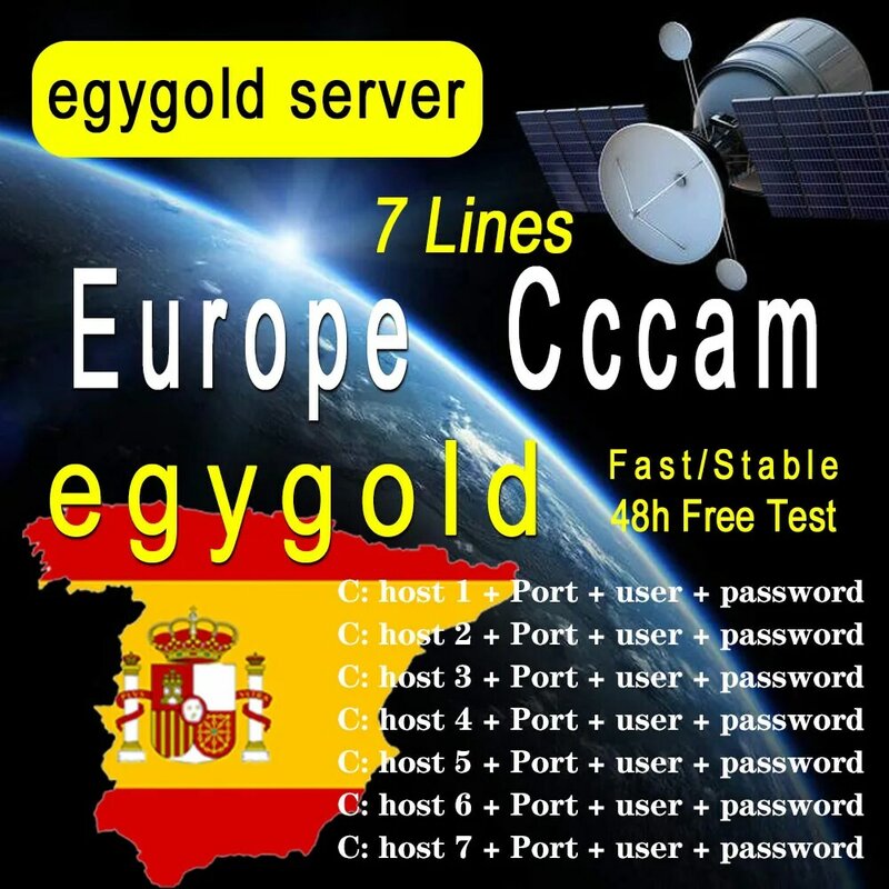 EgygoldCCAM Récepteur de TÉLÉVISION AV Câble ligne en europe cline egygold 7 lignes Freesat ccam cline pour DVB-S2 Gtmedia v8 nona v9 v8x v7 s