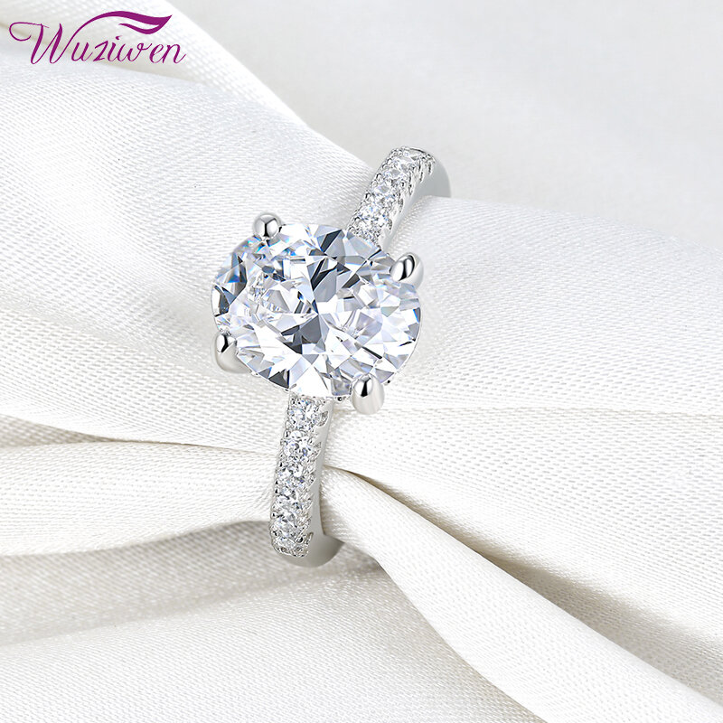 Wuziwen anel de prata esterlina 925 resistente e zircônia cúbica oval aaaaa, design exclusivo para noivado feminino, joia para casamento e noivado