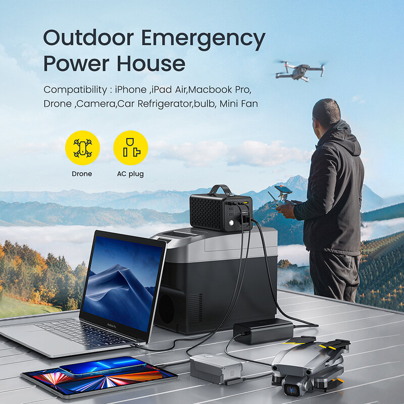 AOHI Tragbare Power Station 96Wh Lithium-Batterie-Backup 26800mAh Netzteil mit 150W AC Outlet für Reise Camping notfall
