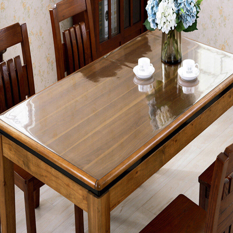 Mantel de PVC transparente de 1,0mm para mesa, cristal suave impermeable y antimanchas de aceite, tablero de vidrio