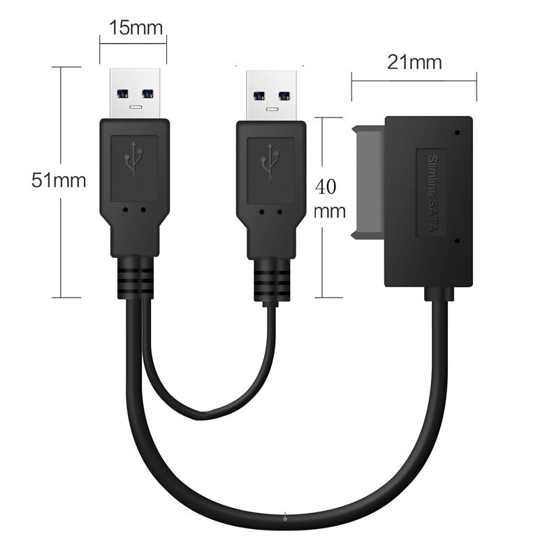 Тонкий кабель USB2.0 для SATA 6 + 7 13Pin Slimline с внешним источником питания USB2.0 для ноутбука CD-ROM DVD-ROM адаптер конвертер