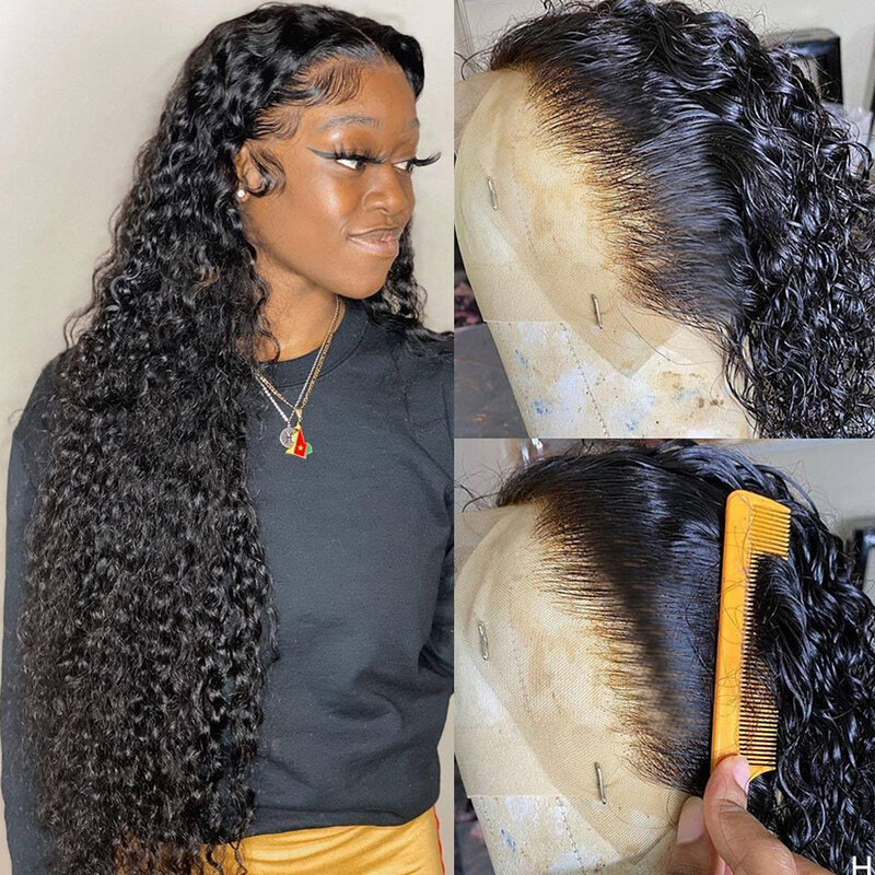 32 Inch 13x6 Transparent Water Wave Lace Front Wig 180 Density Pre Plucked Lace Frontal Human Hair Wigs 5x5 Lace Closure Wig