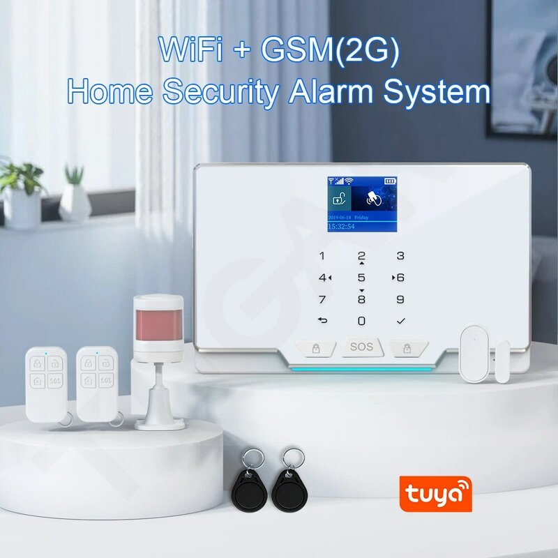 TUGARD G20 WIFI GSMホームセキュリティ警報システムTuyaSmart Burglar警報キット（433Mhzワイヤレス検出器とドアセンサー付き）