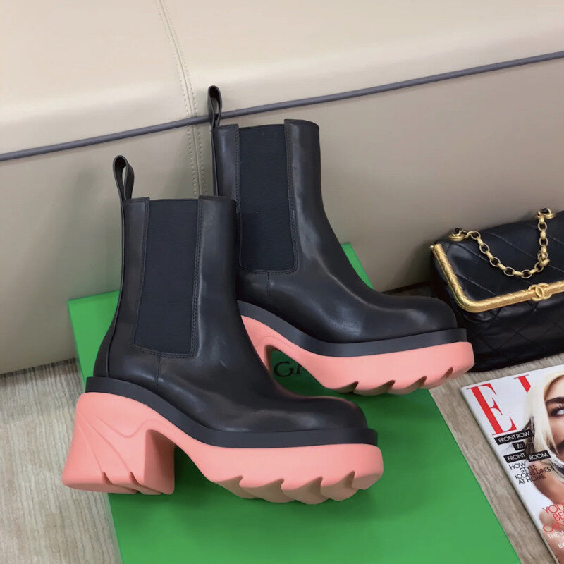 2021 New Ladies Black Chelsea Boots Fashion High Heels Boot Women Wedges Shoes Woman Autumn Winter Casual Booties Size 35-40