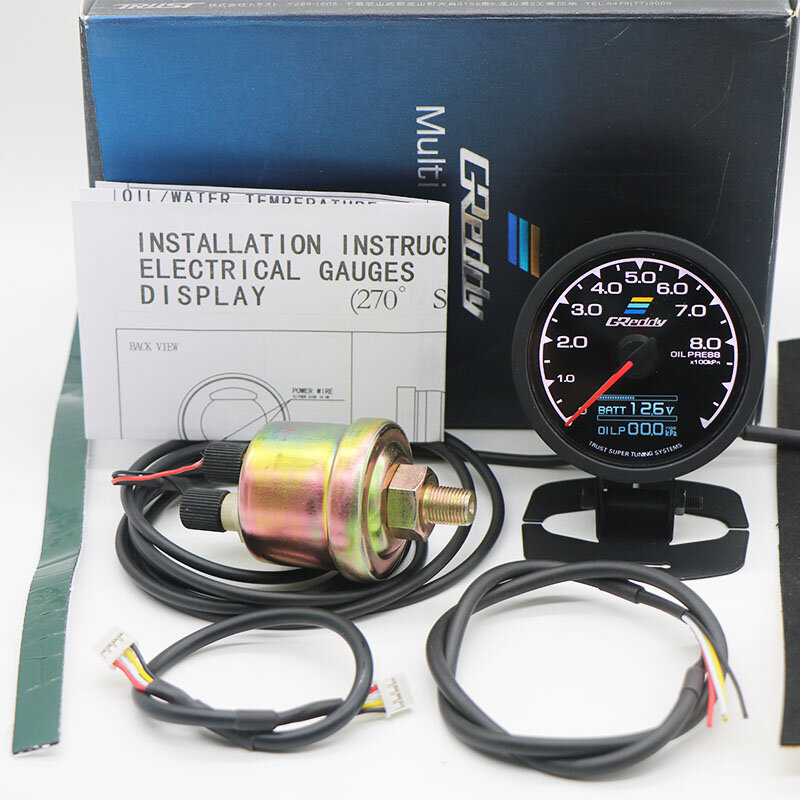 GReddi-medidor de temperatura de agua con pantalla colores LCD, medidor de voltaje, medidor de carreras de 62mm, 2,5 pulgadas con Sensor, accesorios para coche