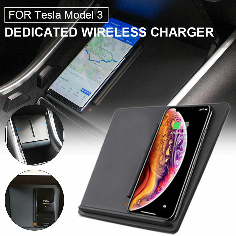10W Wireless Charger รถชาร์จ Dual Charger Fast ชาร์จ Center คอนโซลชาร์จ Pad สำหรับ2017-2020 Tesla รุ่น3/Y