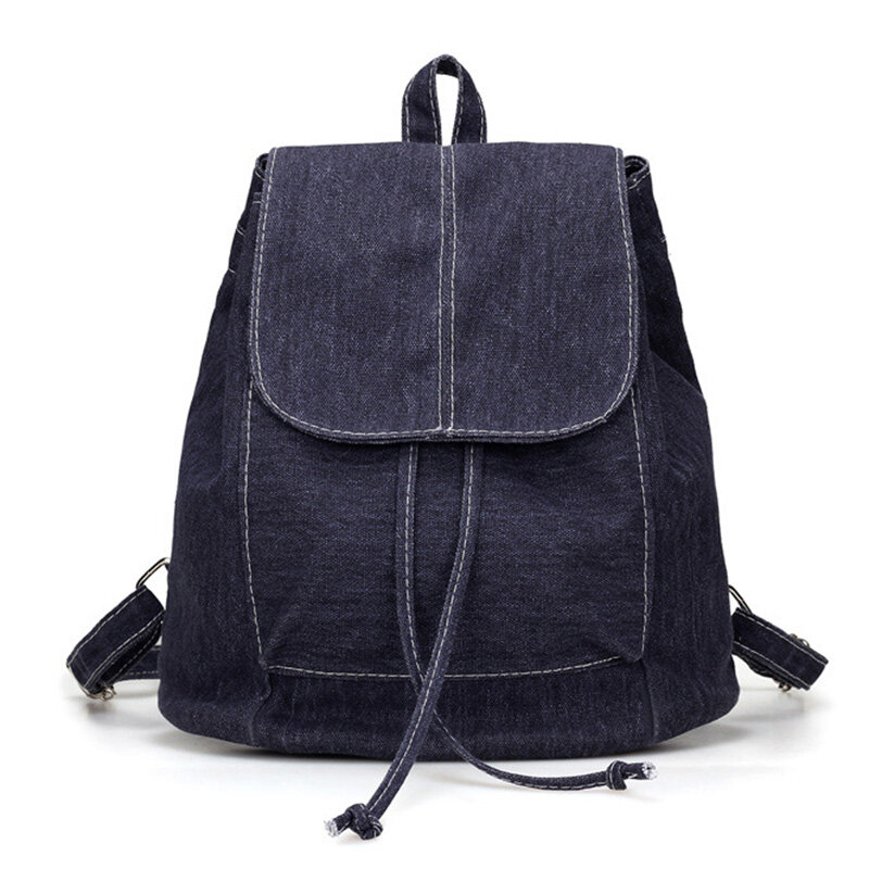 Novo denim lona mochila feminina drawstring sacos de escola para adolescentes meninas pequena mochila feminina