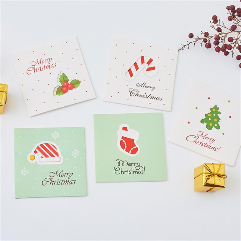 9cs Color Paper Tag Letter Merry Christmas Cards Tree Greeting Xmas Party New Year 2022 Christmas Gift Cards For Kids 8.5x8.5cm