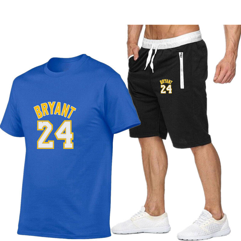 Спортивный костюм мужской повседневный из двух предметов, футболка и шорты, штаны для фитнеса, комплект спортивной одежды, лето