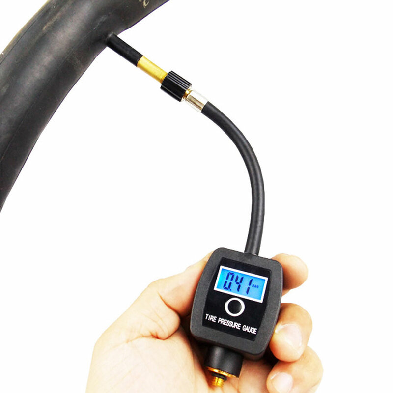 Medidor de pressão de ar de bicicleta lcd digital, alta precisão, pneu de bicicleta, medição para válvula presta/válvula schrader