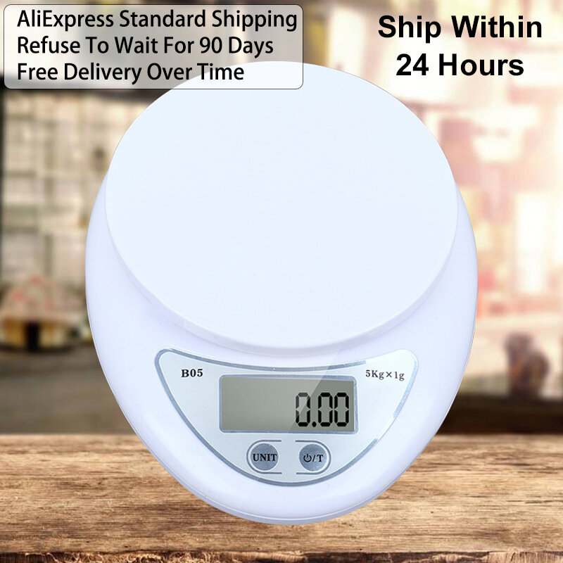 A escala digital portátil de 5kg / 1g conduziu o dispositivo da cozinha do peso da medida a pilhas da medida do alimento da escala eletrônica