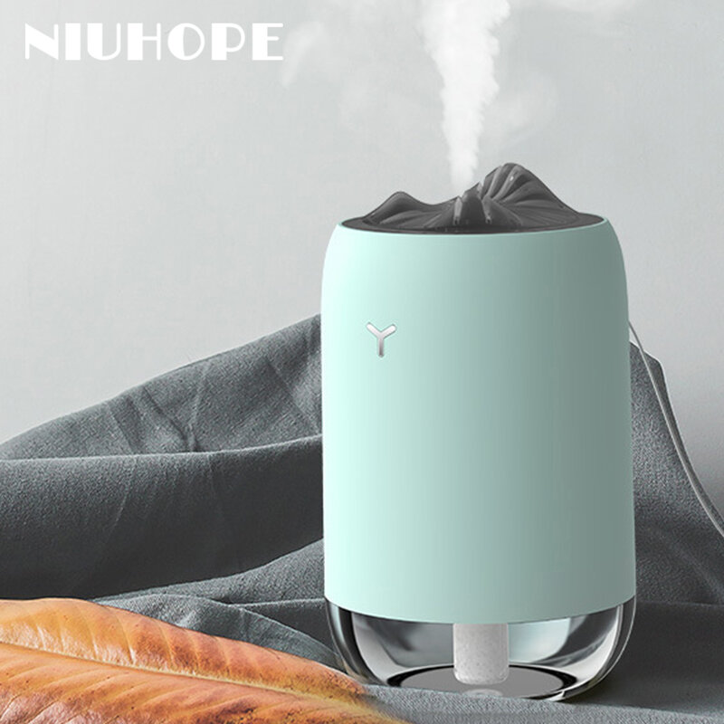 Niuhope led mini umidificador de ar ultra-sônico lâmpada led usb difusor de óleo essencial carro purificador aroma ânion névoa com luz coloful