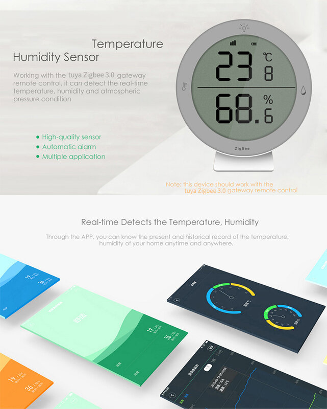 Tuya-温度および湿度センサー,LEDディスプレイ,アプリケーション制御,屋内用,Tuya Zigbee3.0