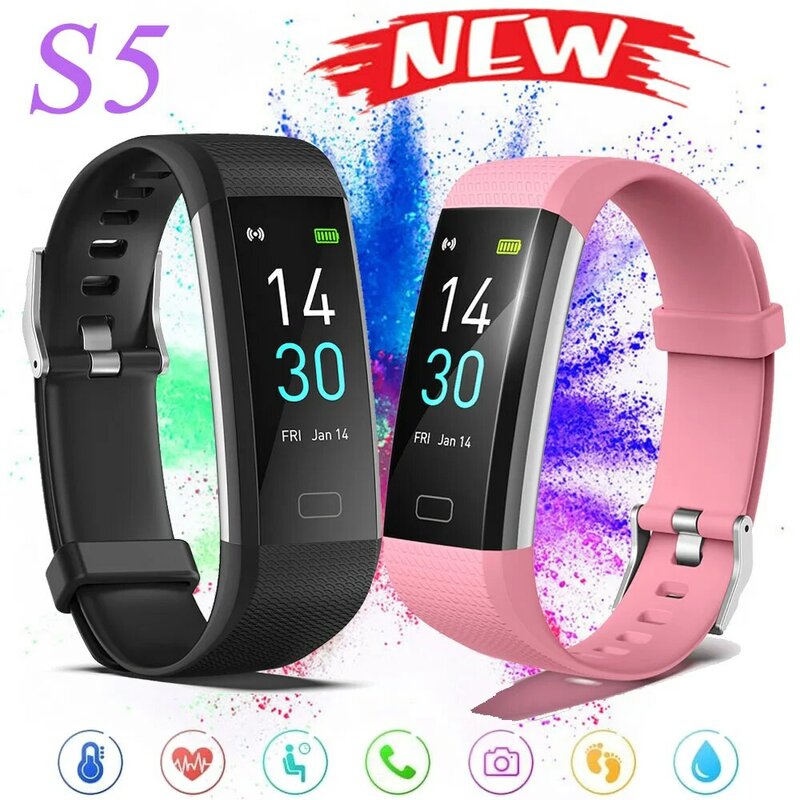 Pulseira inteligente s5 rastreador de fitness monitor saúde esportes banda masculino ip68 à prova dip68 água smartwatch feminino relógio inteligente smartband