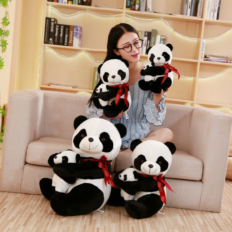 1 pc 25-40cm kawaii simulação panda gigante brinquedo de pelúcia boneca animal de pelúcia mãe bebê crianças infantis meninas brinquedo presente de aniversário decoração da sua casa