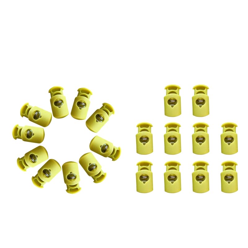 20 Uds. Cierres de cable de tope de palanca de barril de plástico de resorte, verde fluorescente