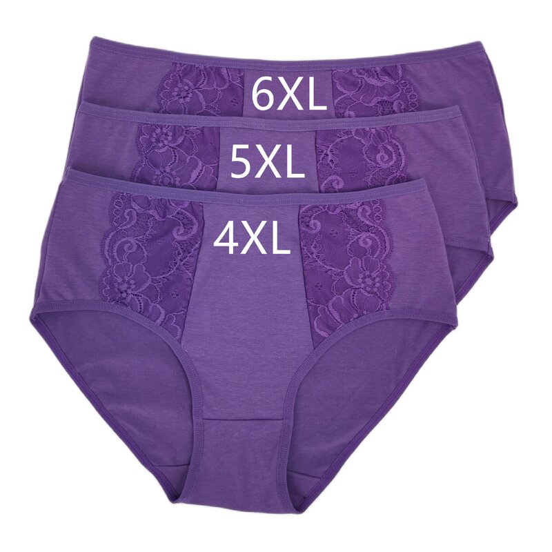 Plus Size Women's Panties Set Cotton Sexy Lace Briefs Big Panty Female Panti Comfortable Free Shipping 3pcs/Lot 2021 New
