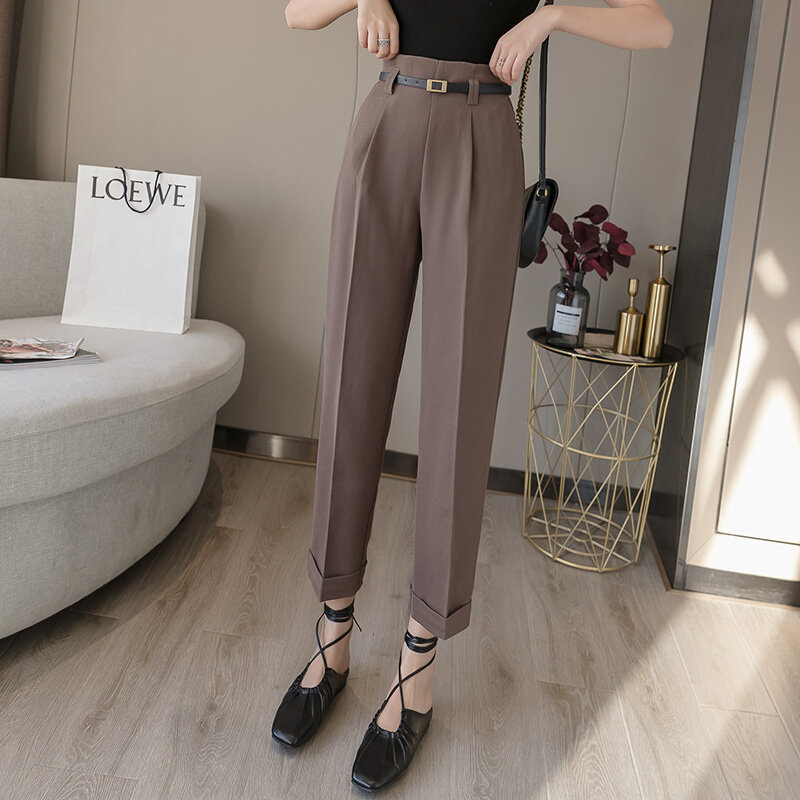 Suit pants OL Style High Waist Women Harem Pant Sashes Work Business Trousers Casual Female Pants Pantalones Mujer Spring 251D