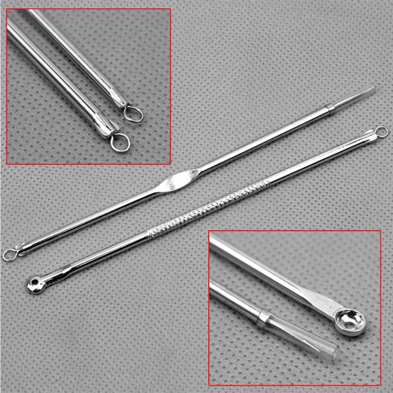 2Pcs Black Dot Pimple Blackhead Remover  Tool  Needles Set For  Squeezing  Acne Spoon  Face Cleaning Extractor