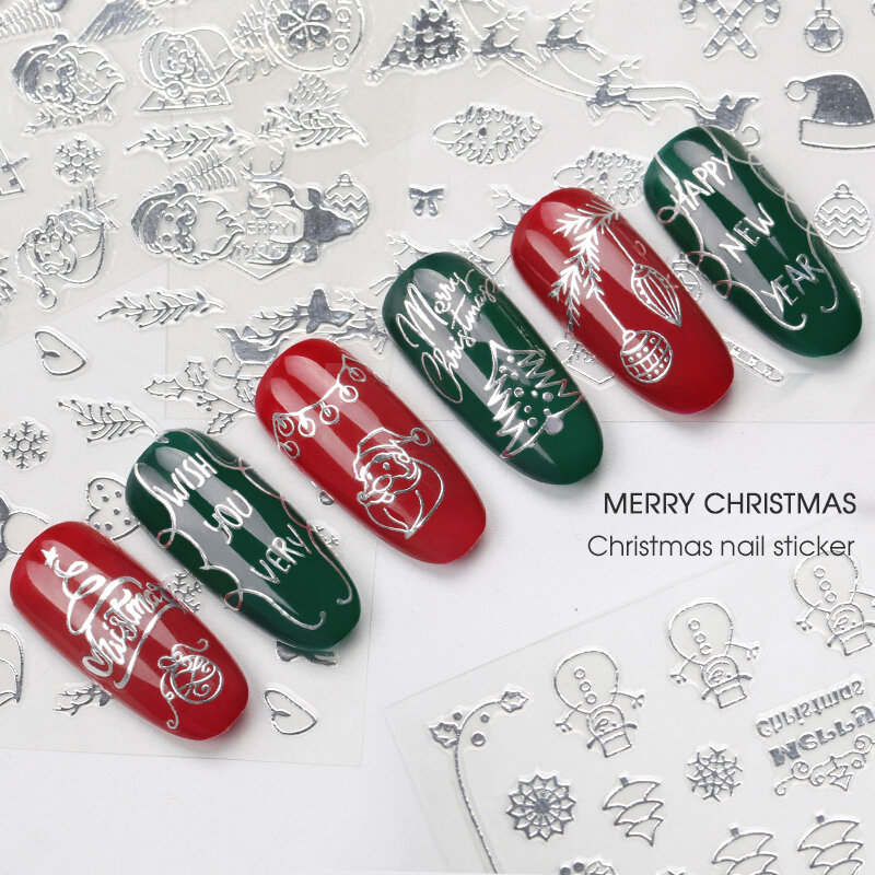 1 шт. наклейки для рождественских ногтей наклейки снежинки конверты рождественские украшения с изображением снеговика для зимних ногтей ма...