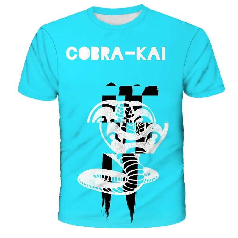 Zomer Vintage Strike First Strike Hard No Mercy Kinderen 3D Print T-shirt Retro Cobra Kai T-shirt Kids Karate Kids tshirt