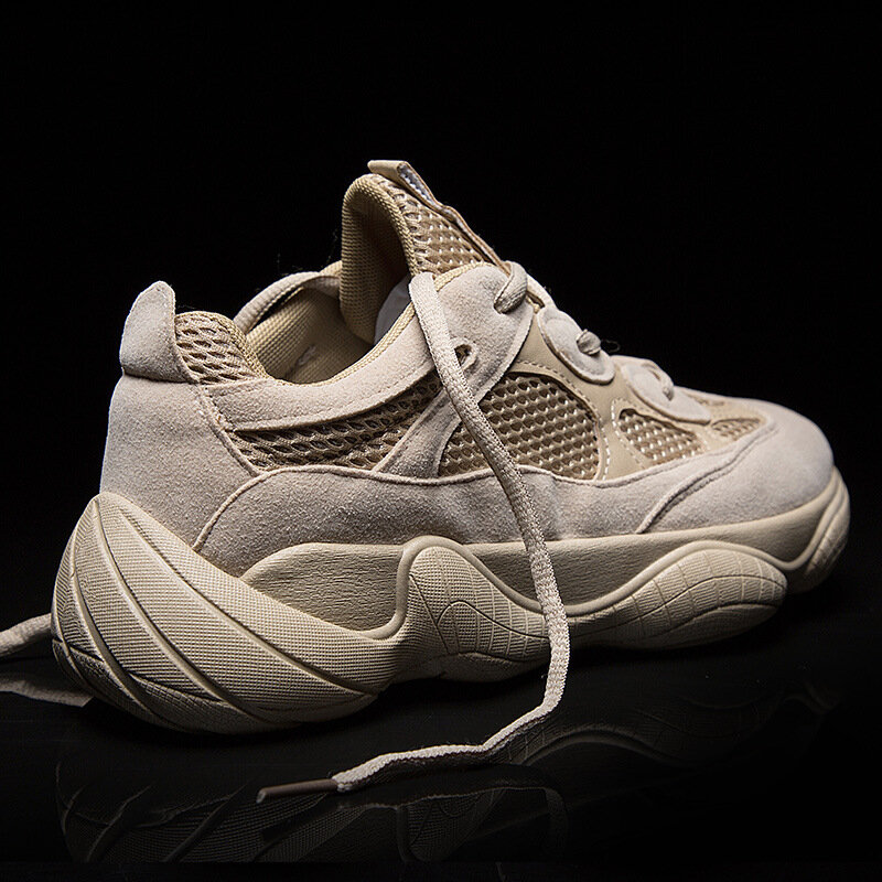 Tênis de malha respirável masculino primavera moda sapatos antigos preto/branco sapatos masculinos sapatos casuais para homem baixo (1cm-3cm) laço-up