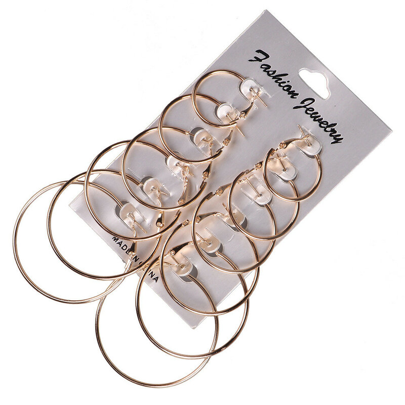 6pairs Hoop Ohrringe Set Großen Kreis Ohrring Modeschmuck Für Frauen Mädchen Steampunk Ohr Clip Koreanische Ohrringe 2021 Schmuck geschenk