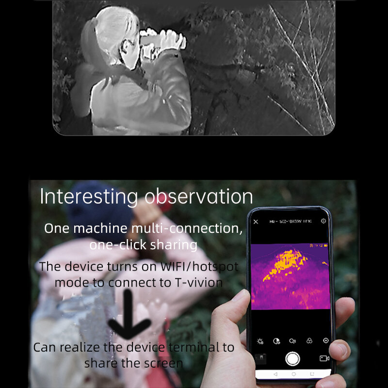 Thermal Camera for Hunting Outdoor Handheld Night Vision Detector Observation  WiFi Long Range Telescope Infrared Thermal Imager
