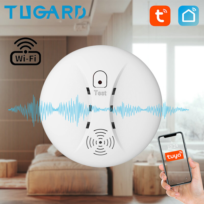 TUGARD S11 Tuya Detektor Asap WiFi Sistem Keamanan Alarm Kebakaran untuk Rumah dan Dapur Alarm Independen Rumah Pintar Asap
